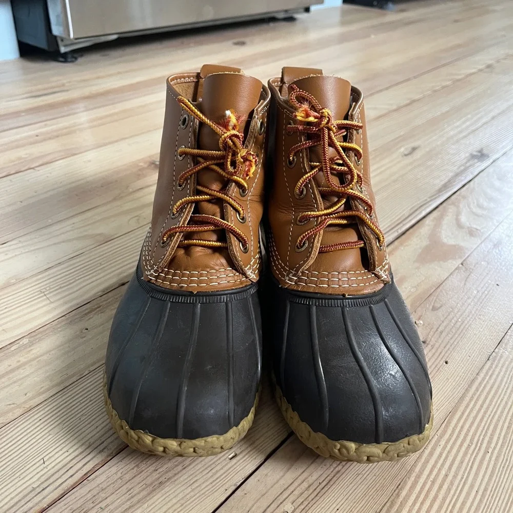 LL Bean 6 Inch Bean Boots Mens 7M Tan Brown Waterproof Duck Boots Made in USA